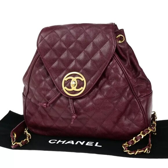 CHANEL CC Matelasse Chain Backpack Bag Grained Calfskin Leather authentic - Picture 1 of 16